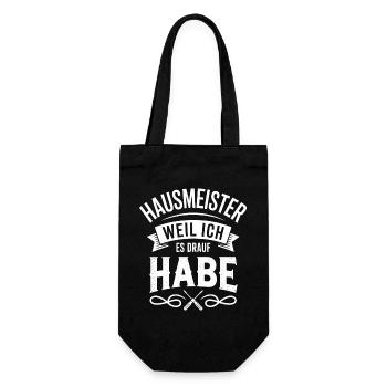 Hausmeister Facility Manager Hauswart Geschenke - Geschenkbeutel für Flaschen - Schwarz - Vorne