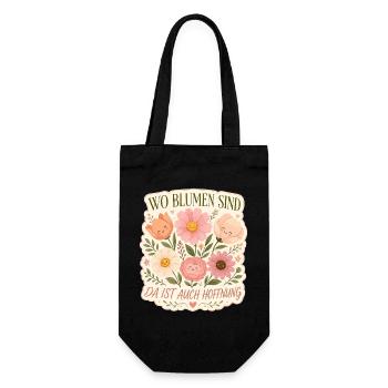 Wo Blumen sind, da ist auch Hoffnung - Geschenkbeutel für Flaschen - Schwarz - Vorne