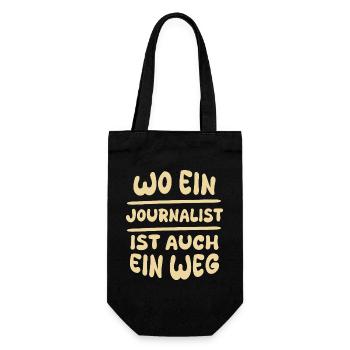 Geschenkidee Journalist - Geschenkbeutel für Flaschen - Schwarz - Vorne