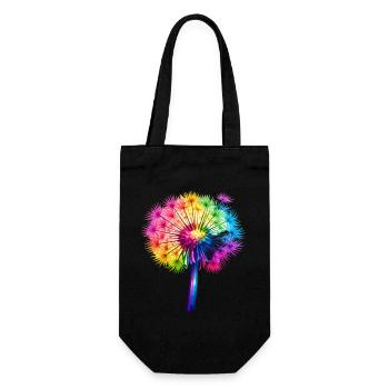 Regenbogen Löwenzahn Blüte - Geschenkbeutel für Flaschen - Schwarz - Vorne