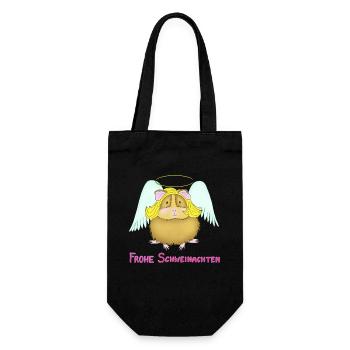 Weihnachtsengerl Meerschweinchen  - Geschenkbeutel für Flaschen - Schwarz - Vorne