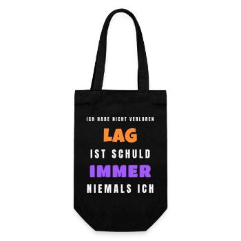 Lag ist schuld niemals ich - Gamer Spruch - Geschenkbeutel für Flaschen - Schwarz - Vorne