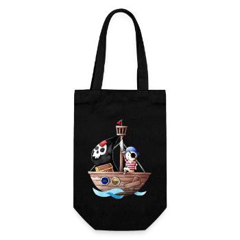 Petit pirate avec son bateau - Sac à bouteille - noir - Devant