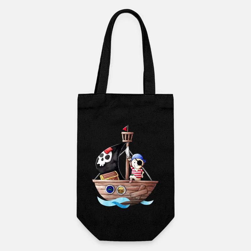 Petit pirate avec son bateau - Sac à bouteille - noir