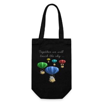 Bunte Heißluftballons - Geschenkbeutel für Flaschen - Schwarz - Vorne
