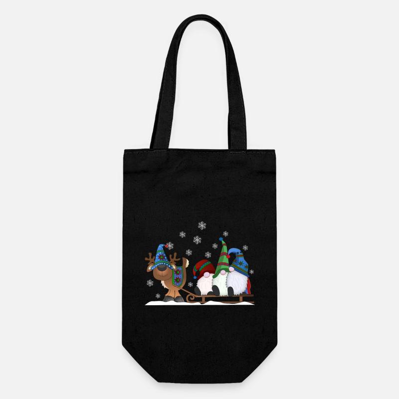 Christmas gnomes with reindeer sleigh - Gift Bag for Bottles - black