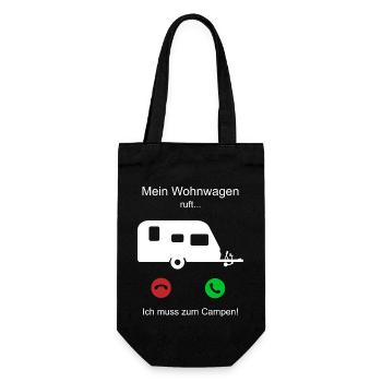 Mein Wohnwagen ruft - ich muss zum campen - Geschenkbeutel für Flaschen - Schwarz - Vorne