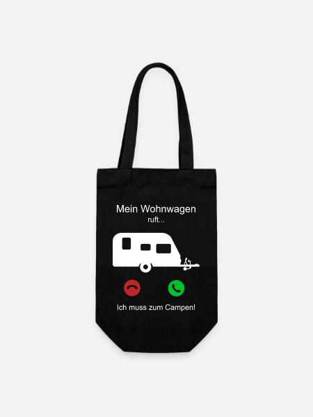 Mein Wohnwagen ruft - ich muss zum campen - Geschenkbeutel für Flaschen - Schwarz