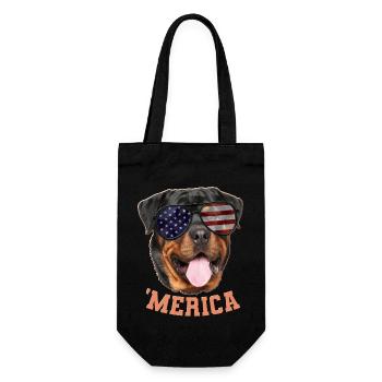 Merica Rottweiler American Independence Day Gift - Gift Bag for Bottles - black - Front