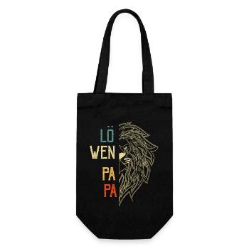 löwen Papa Vatertagsgeschenk Vatertag - Geschenkbeutel für Flaschen - Schwarz - Vorne
