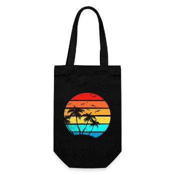 Palmier Cocotier Oiseaux Mer Océan été - Sac à bouteille - noir - Devant