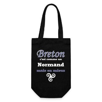 Breton, comme un Normand, mieux - Sac à bouteille - noir - Devant