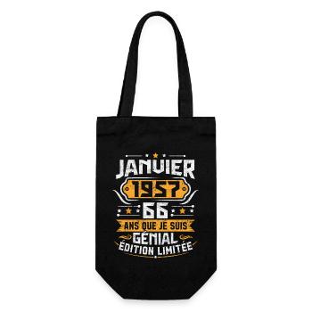 Cadeau D'anniversaire 66 Ans Janvier 1957 Vintage - Sac à bouteille - noir - Devant