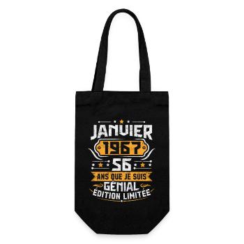 Rétro Cadeau D'anniversaire 56 Ans Janvier 1967 - Sac à bouteille - noir - Devant
