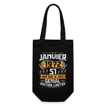 Rétro Cadeau D'anniversaire 51 Ans Janvier 1972 - Sac à bouteille - noir - Devant