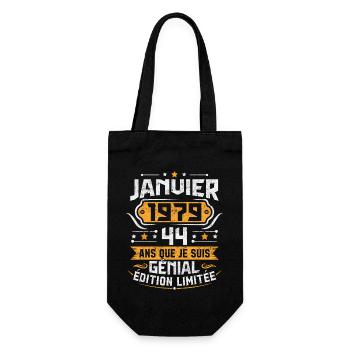 Rétro Cadeau D'anniversaire 44 Ans Janvier 1979 - Sac à bouteille - noir - Devant