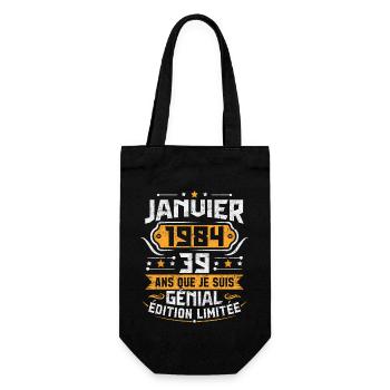 Rétro Cadeau D'anniversaire 39 Ans Janvier 1984 - Sac à bouteille - noir - Devant