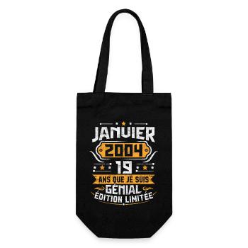 Rétro Cadeau D'anniversaire 19 Ans Janvier 2004 - Sac à bouteille - noir - Devant