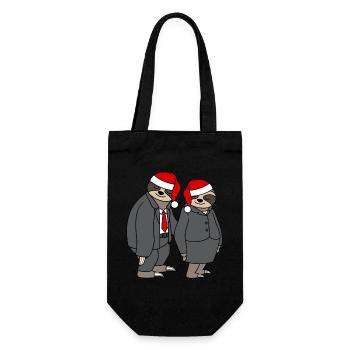 Paresseux Couple Femme Homme Noël Père Noël - Sac à bouteille - noir - Devant
