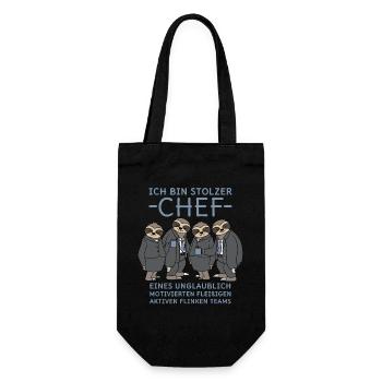 Stolzer Chef unglaublich fleißiges Team Faultiere - Geschenkbeutel für Flaschen - Schwarz - Vorne