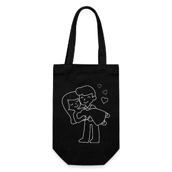 Couple marié heureux: doux et romantique - Sac à bouteille - noir - Devant