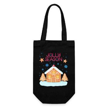 Maison en pain d’épices dans la neige: Joyeux Noël - Sac à bouteille - noir - Devant