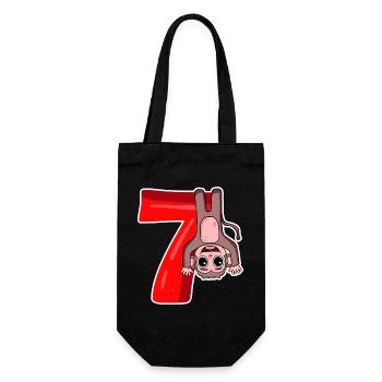 7 Jahre alt - 7 Geburtstag mit Tier Motiv - Geschenkbeutel für Flaschen - Schwarz - Vorne