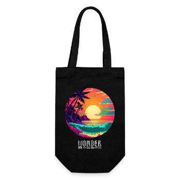 Coucher de soleil à la plage - Sac à bouteille - noir - Devant
