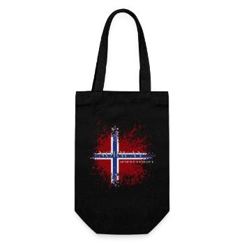 Flagge von Norwegen Grunge - Geschenkbeutel für Flaschen - Schwarz - Vorne