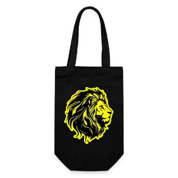 Löwenkopf Löwe Silhouette - Geschenkbeutel für Flaschen - Schwarz - Vorne
