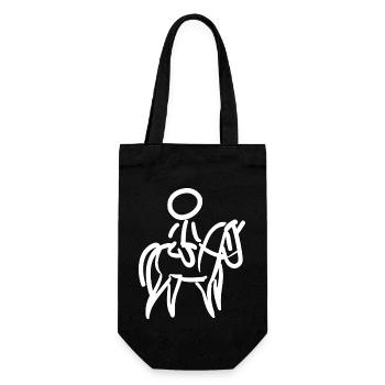 Reiterin auf Pferd Reiter Minimalist Minimalismus - Geschenkbeutel für Flaschen - Schwarz - Vorne
