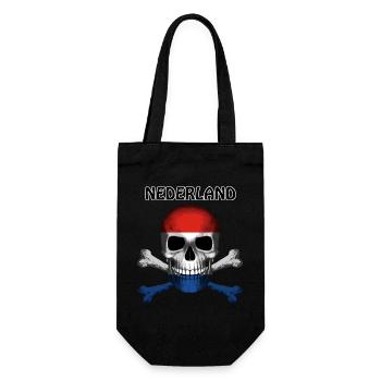 Skull Jolly Roger Pirate Flag Nederland R6Z - Geschenkbeutel für Flaschen - Schwarz - Vorne