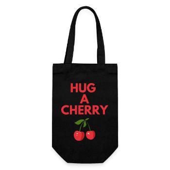 HUG A CHERRY - Gift Bag for Bottles - black - Front
