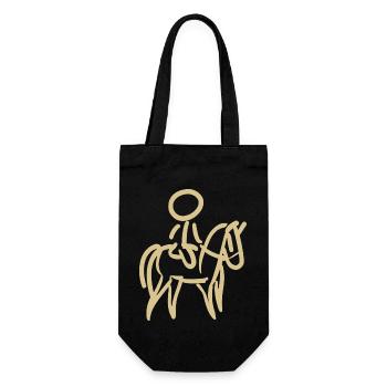 Reiterin auf Pferd Reiter Minimalist Minimalismus - Geschenkbeutel für Flaschen - Schwarz - Vorne