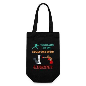 Tischtennis ist wie Schach und Boxen gleichzeitig - Geschenkbeutel für Flaschen - Schwarz - Vorne