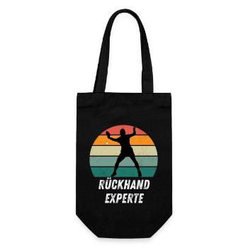 Rückhandexperte - Geschenkbeutel für Flaschen - Schwarz - Vorne