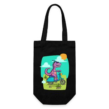 Dino Scooter Cool - Geschenkbeutel für Flaschen - Schwarz - Vorne