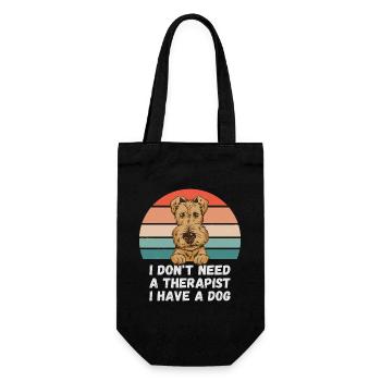 Ich brauche keinen Therapeuten ich habe einen Hund - Geschenkbeutel für Flaschen - Schwarz - Vorne