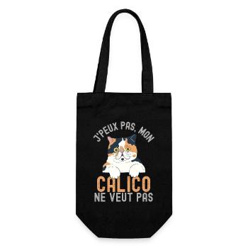 Humour chat calico - Sac à bouteille - noir - Devant