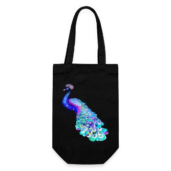 peacock bird colorful beautiful fantasy colorful - Gift Bag for Bottles - black - Front