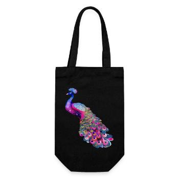 peacock bird colorful beautiful fantasy colorful - Gift Bag for Bottles - black - Front