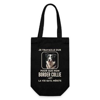 Chien de race border collie 6 - Sac à bouteille - noir - Devant