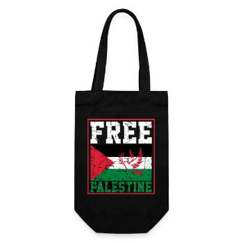 Free Palestine - Geschenkbeutel für Flaschen - Schwarz - Vorne