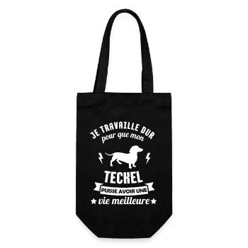 Humour teckel chien mignon 1 - Sac à bouteille - noir - Devant