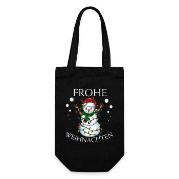 Schneemann - Weihnachten Geschenke - Geschenkbeutel für Flaschen - Schwarz - Vorne