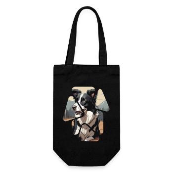 Border Collie Dog - Gift Bag for Bottles - black - Front