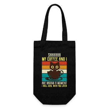shhhhh my coffe- Coffee Sayings -Coffee Gifts - Gift Bag for Bottles - black - Front