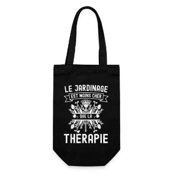 Humour jardinage thérapie - Sac à bouteille - noir - Devant