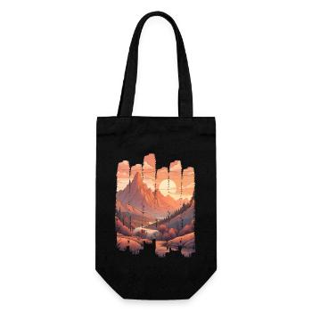 Naturlandschaft Sunset Mountains - Geschenkbeutel für Flaschen - Schwarz - Vorne