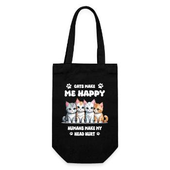 Cats make me happy... - Gift Bag for Bottles - black - Front